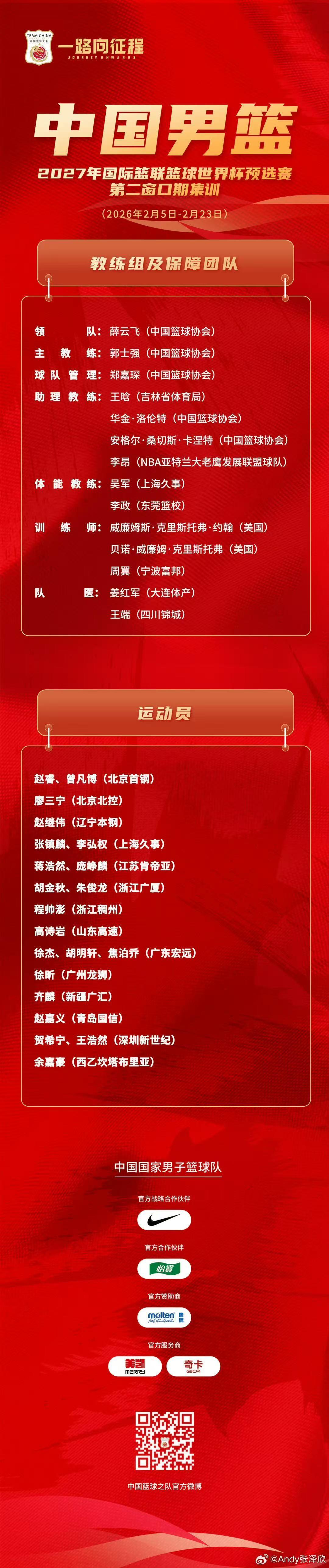 kaiyun体育app-中国男篮公布世预赛集训大名单：高诗岩入选，留洋的余嘉豪在列